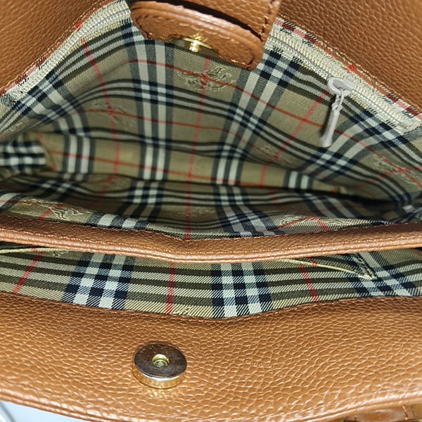 Calfskin Top Handle Bag Brown