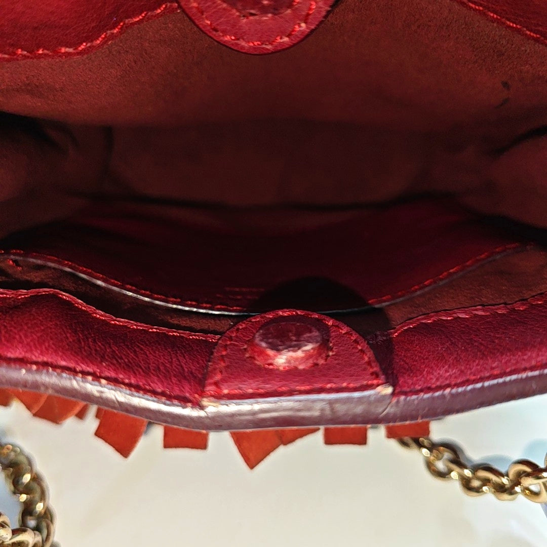 Suede Fringe Mini Suede Red