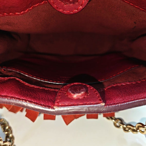 Suede Fringe Mini Suede Red