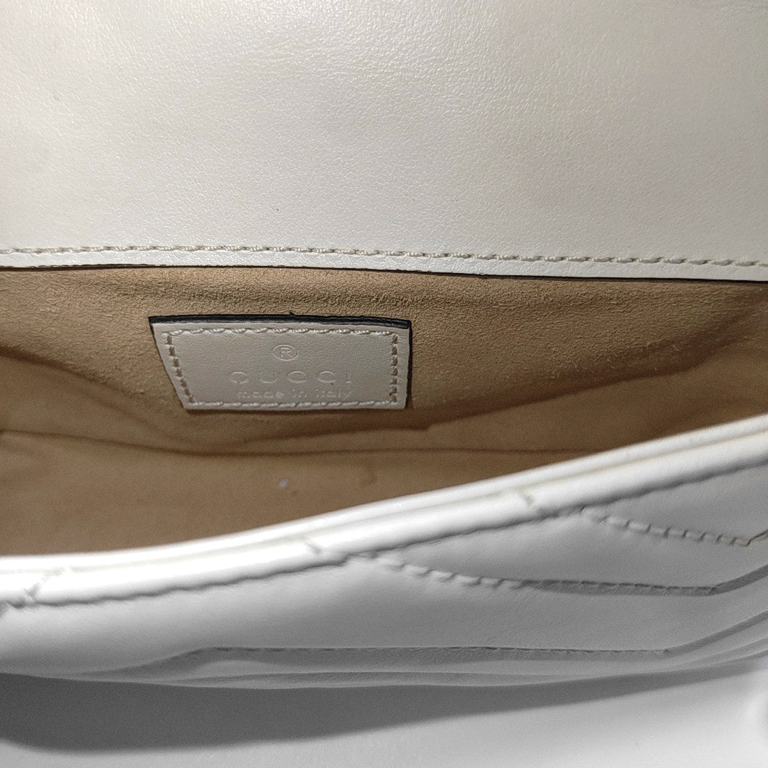 GG Marmont Mini Quilted Calfskin White