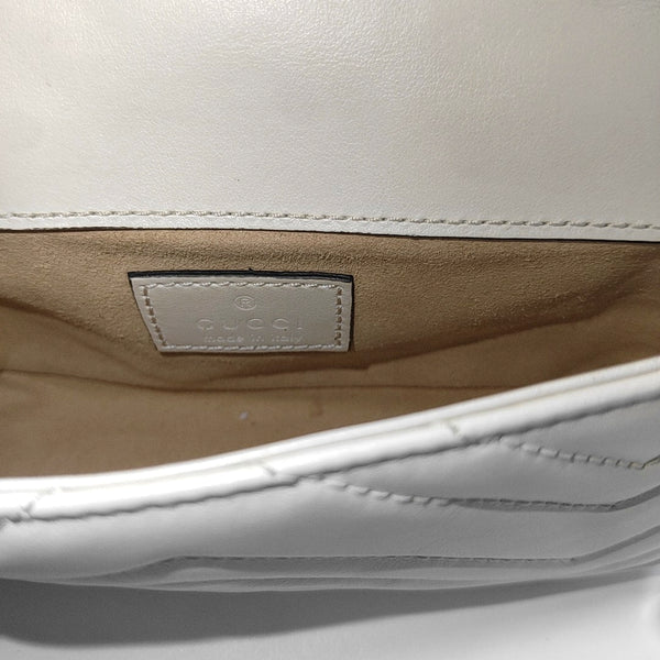 GG Marmont Mini Quilted Calfskin White