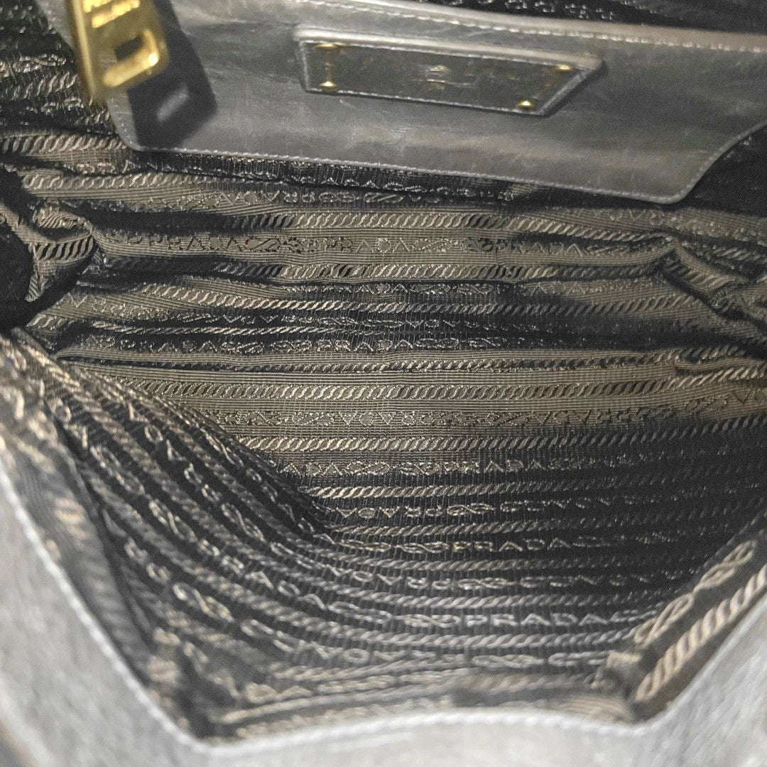 Calfskin Top Handle Bag Gray
