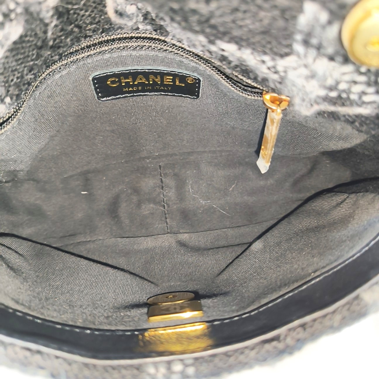 CHANEL 19 Small Quilted Wool Black