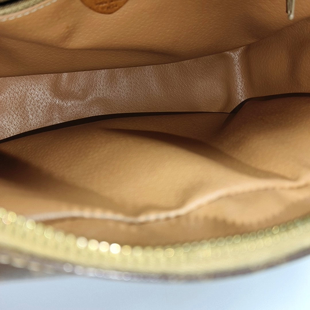 Coated Canvas Shoulder Bag Brown