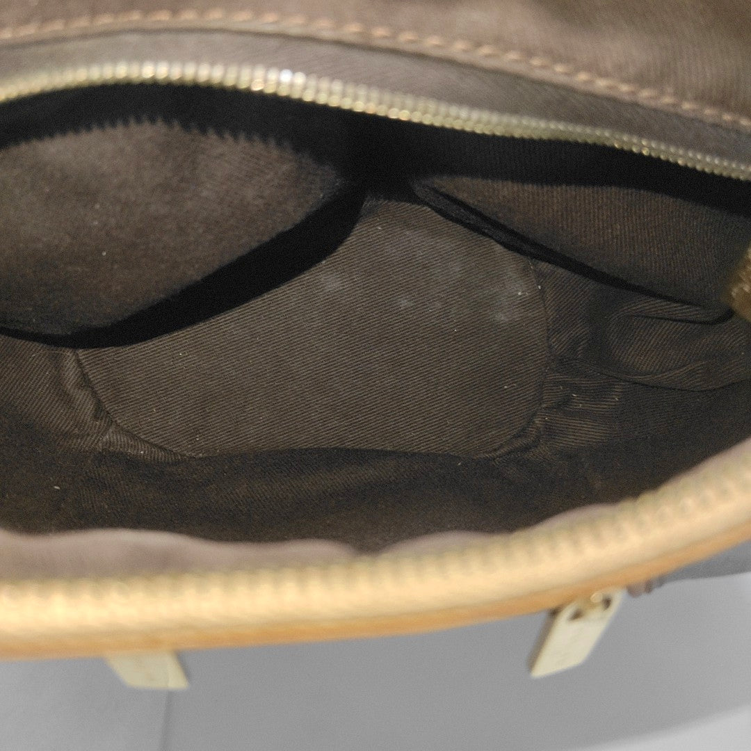 Coated Canvas Top Handle Bag Brown