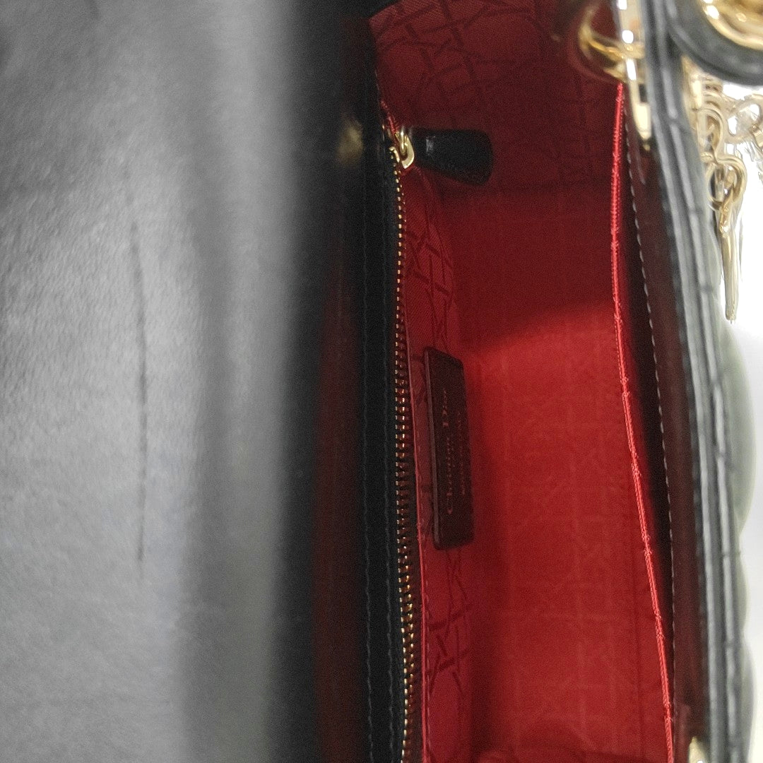 Lady Dior Small Cannage Silk Satin Black