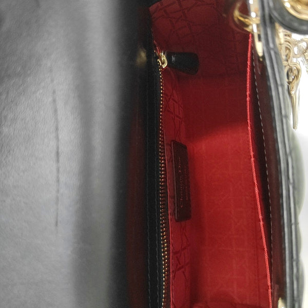 Lady Dior Small Cannage Silk Satin Black