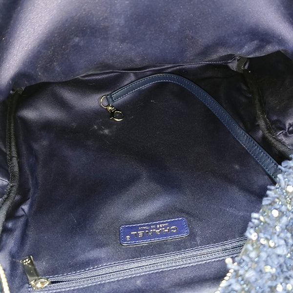 Quilted Nylon Backpack Blue