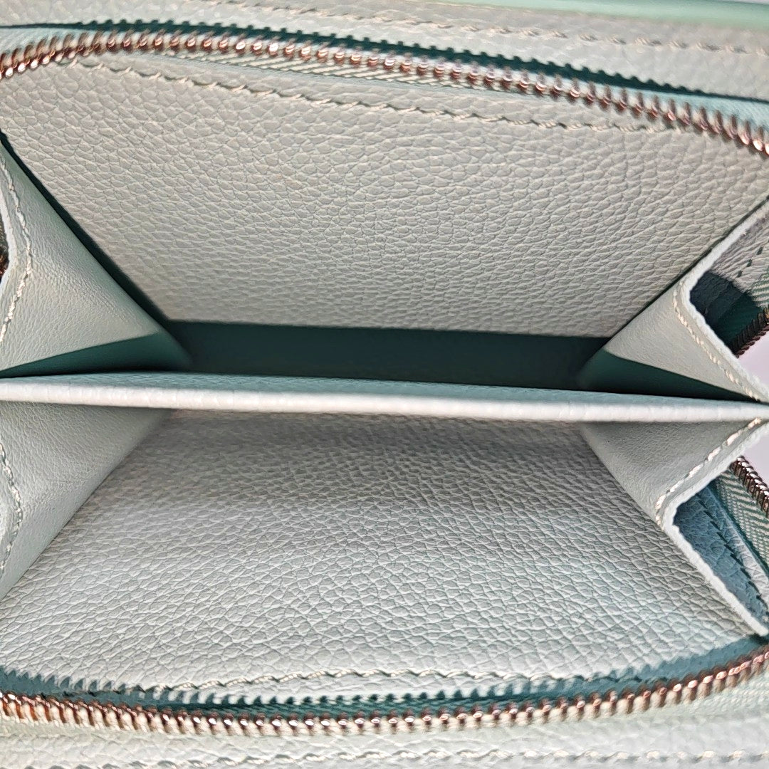 Monogram Calfskin Card Holder Green