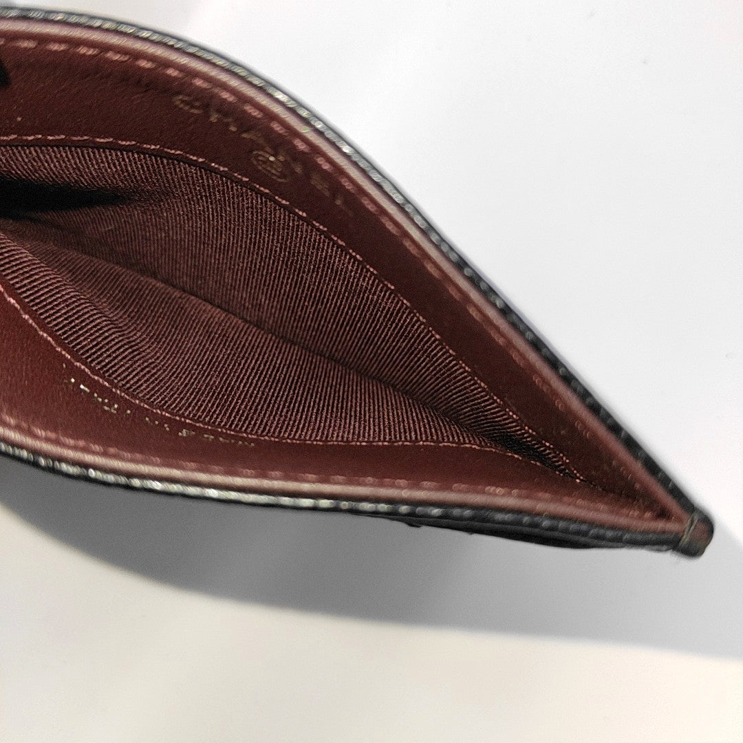 Quilted Grained Calfskin Card Holder Black