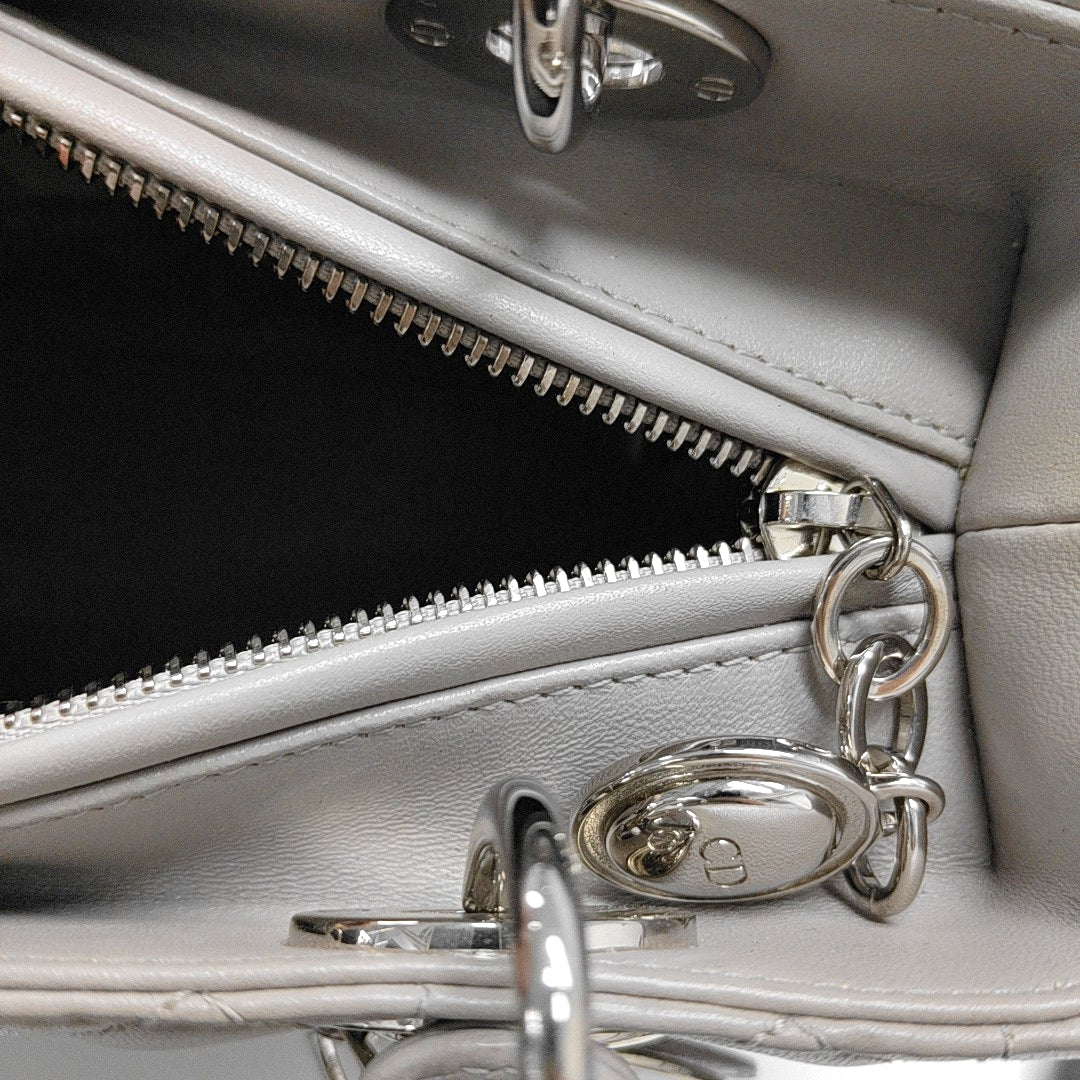 Lady Dior Medium Cannage Lambskin Gray