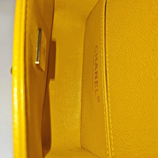 Authenticated pre-owned  BOY CHANEL Quilted Grained Calfskin Yellow - Shoulder Bag at Looply
