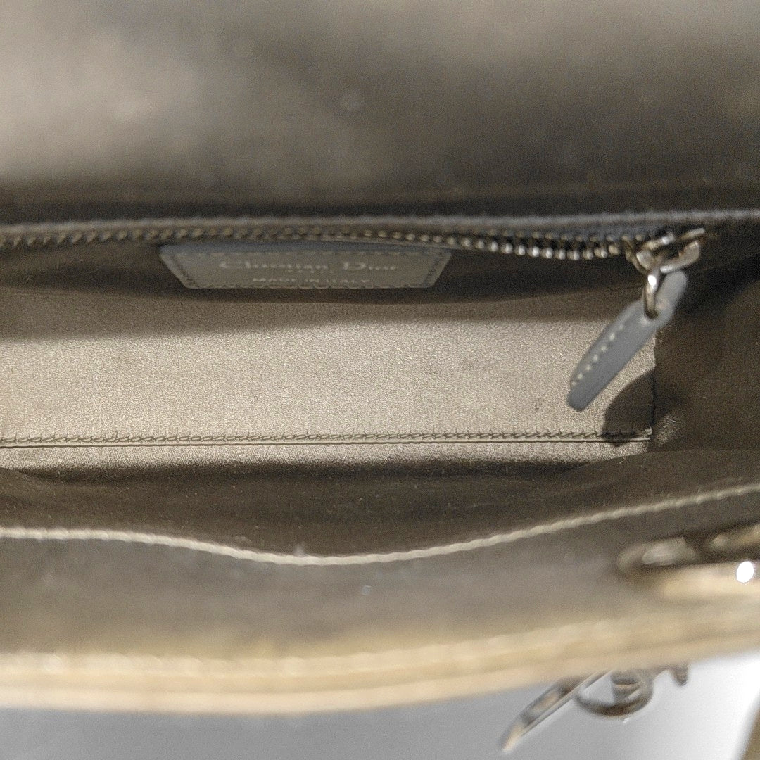 Lady Dior Mini Cannage Silk Satin Gray