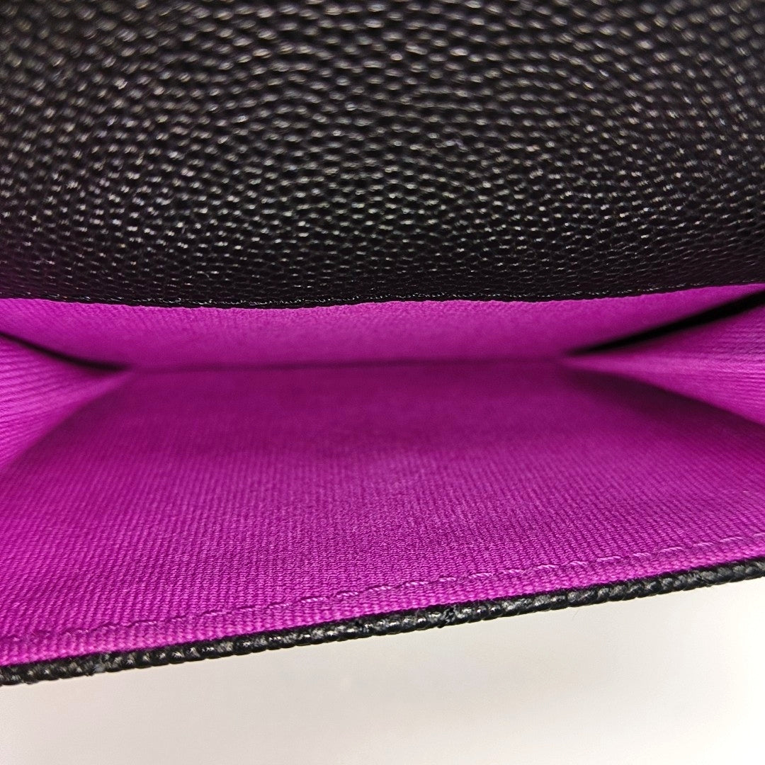 Quilted Grained Calfskin Wallet Black