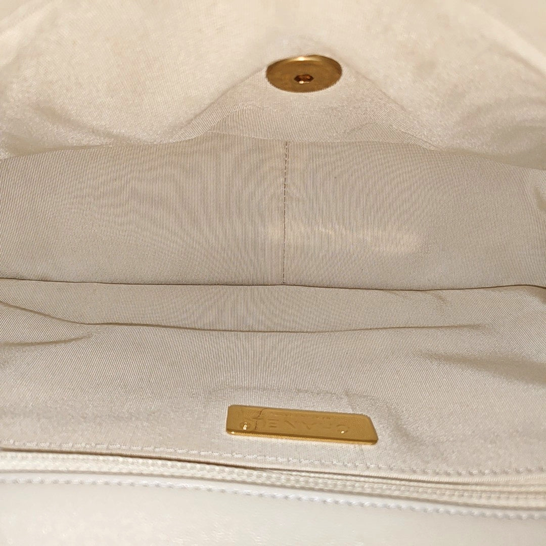 CHANEL 19 Large Quilted Lambskin Beige