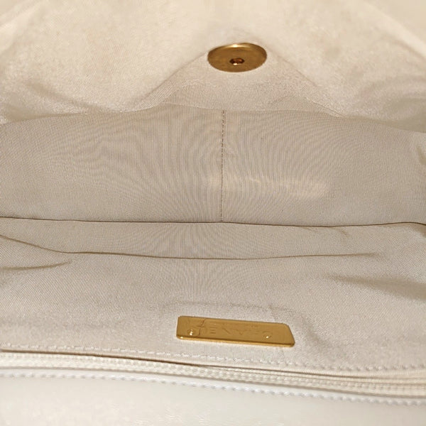 CHANEL 19 Large Quilted Lambskin Beige