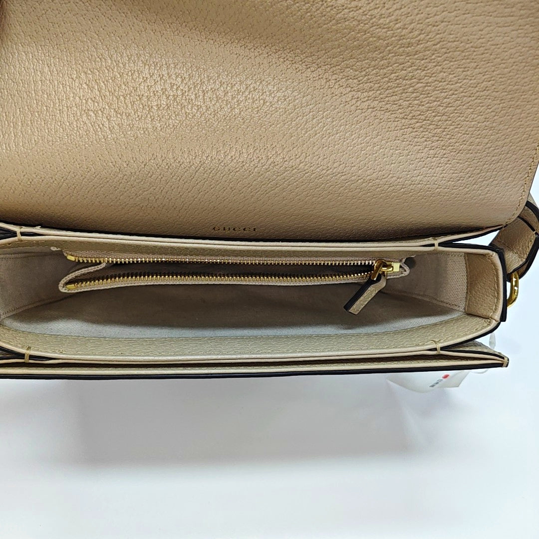 Horsebit 1955 Small Monogram Coated Canvas Beige