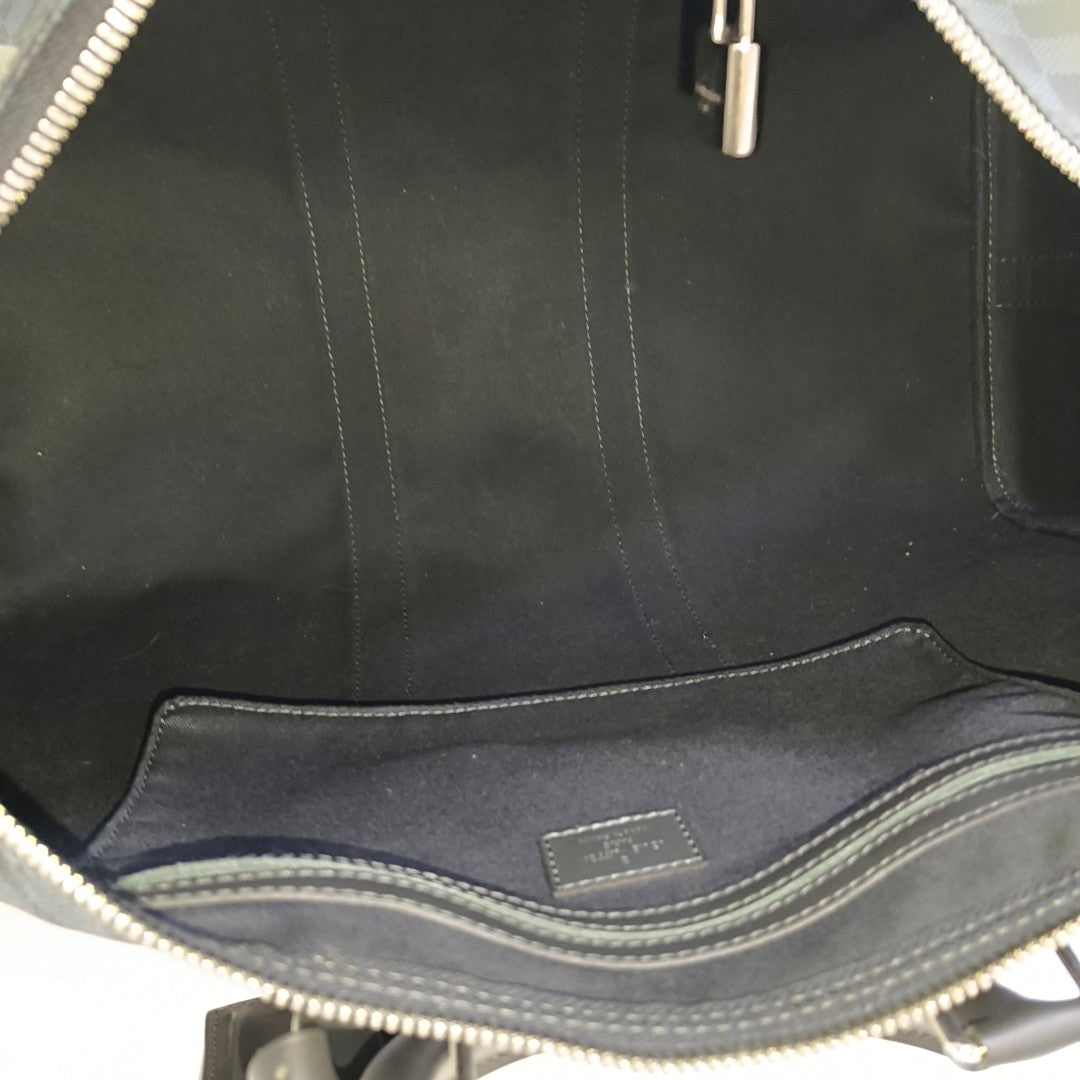 KEEPALL 45 Damier Coated Canvas Blue