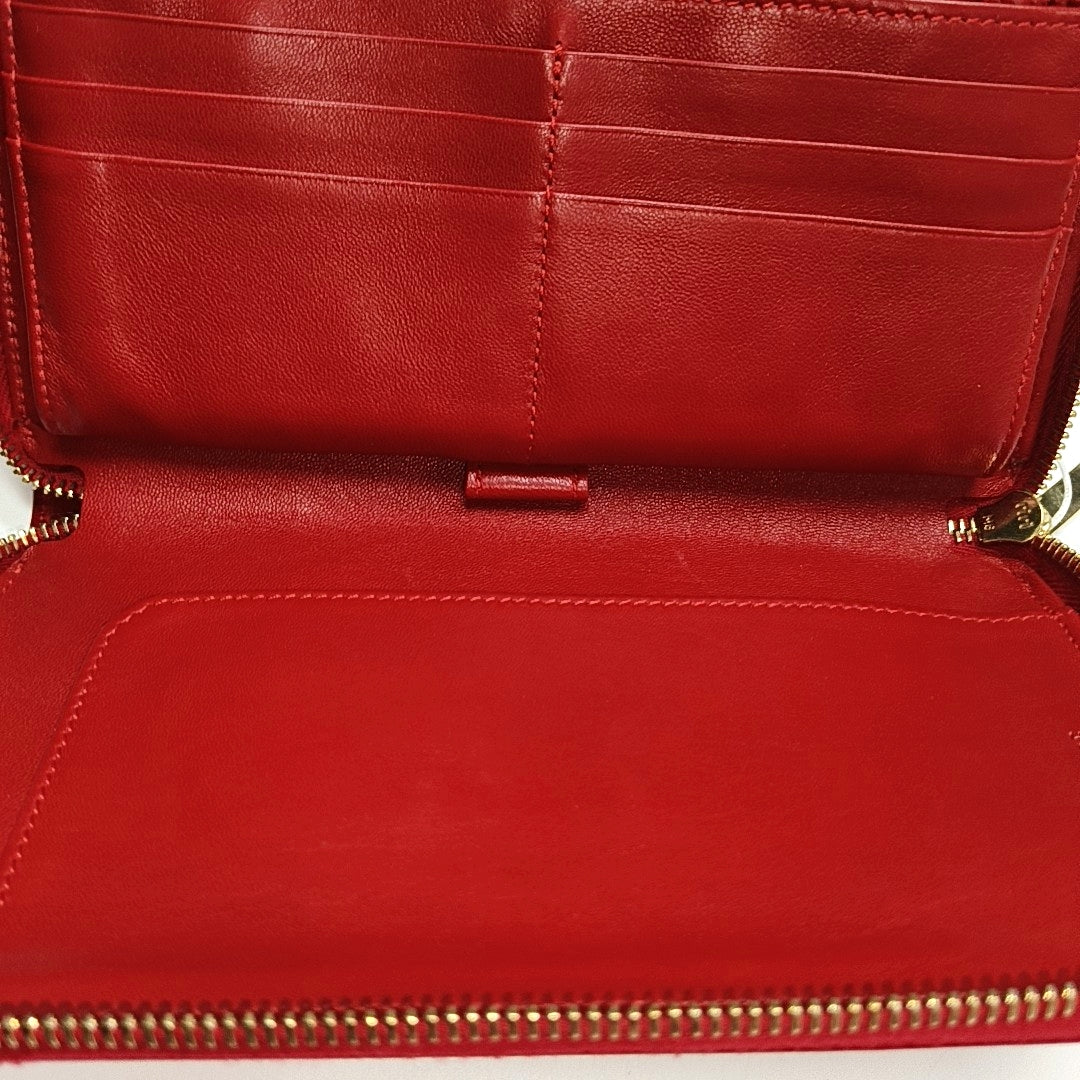 Quilted Patent Leather Wallet Red