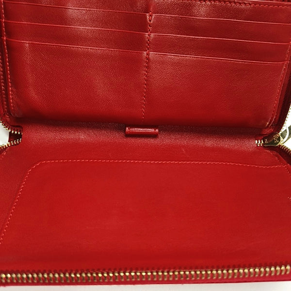 Quilted Patent Leather Wallet Red