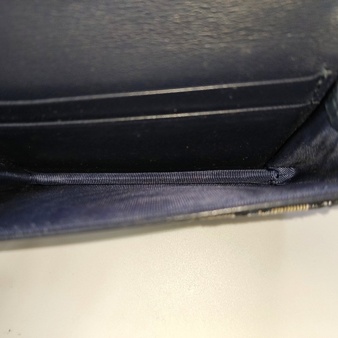 Saddle Mini Oblique Canvas Blue Wallet