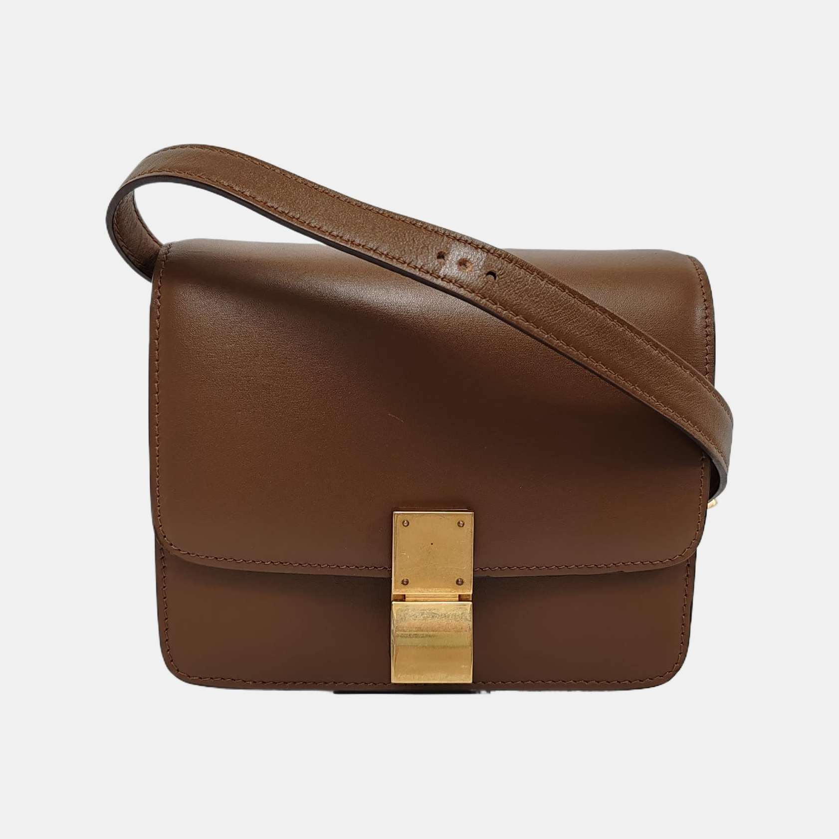 Authenticated pre-owned  CLASSIC BOX Mini Calfskin Brown - Shoulder Bag at Looply