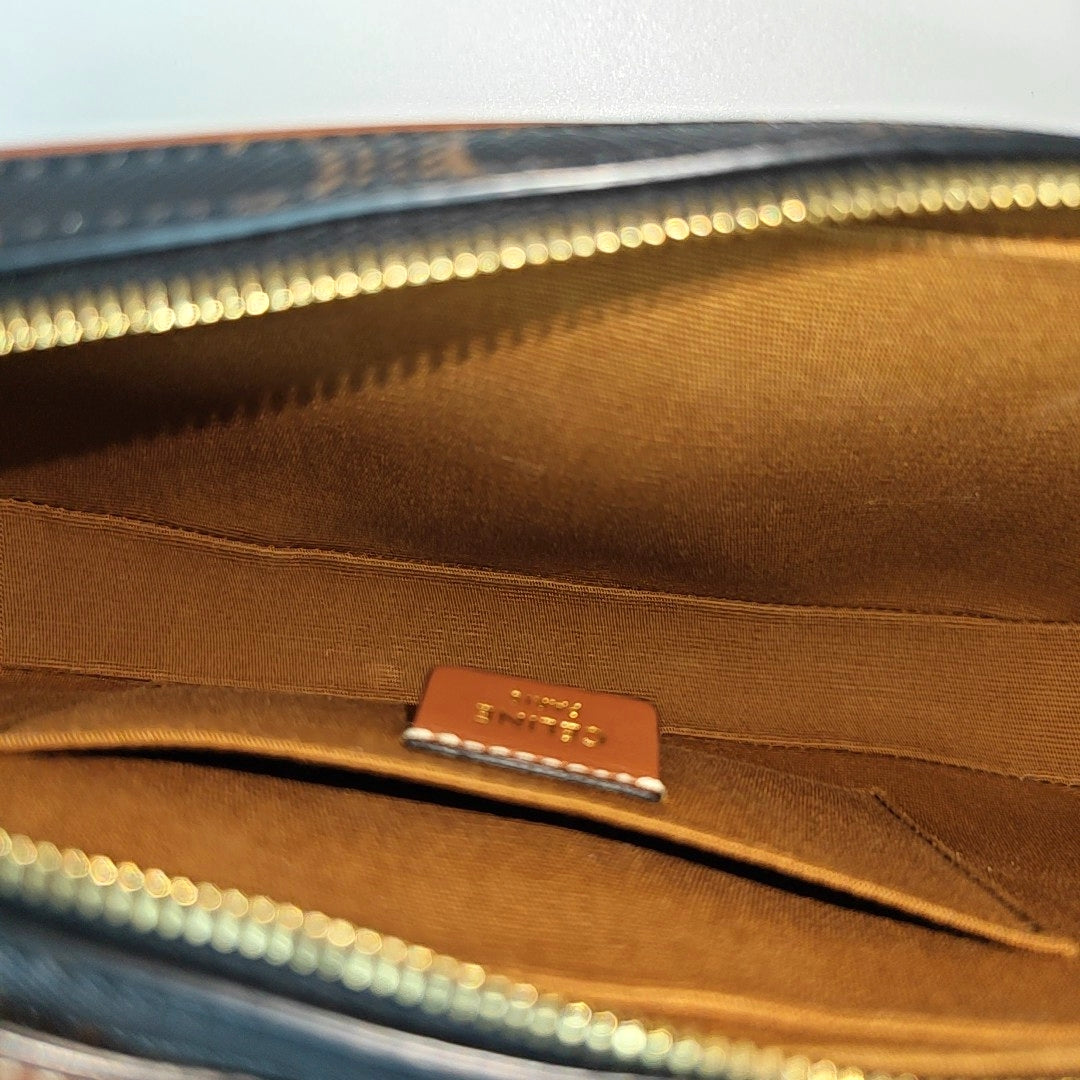 Coated Canvas Shoulder Bag Brown