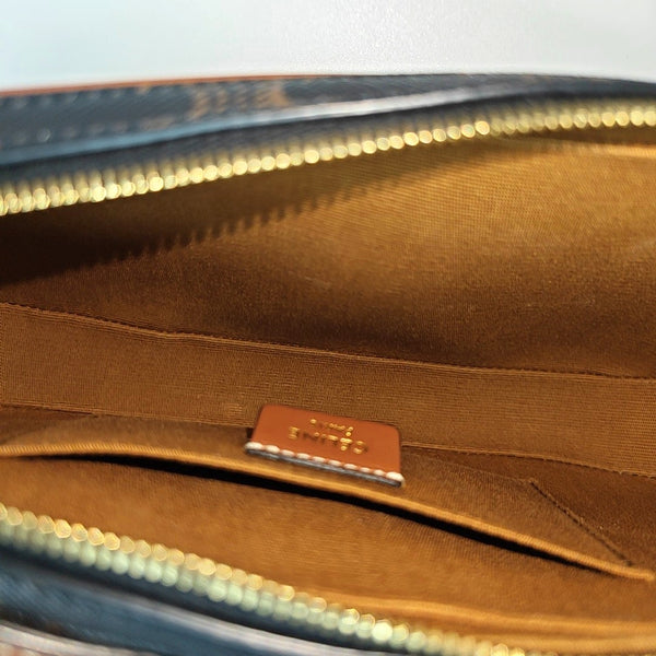 Coated Canvas Shoulder Bag Brown