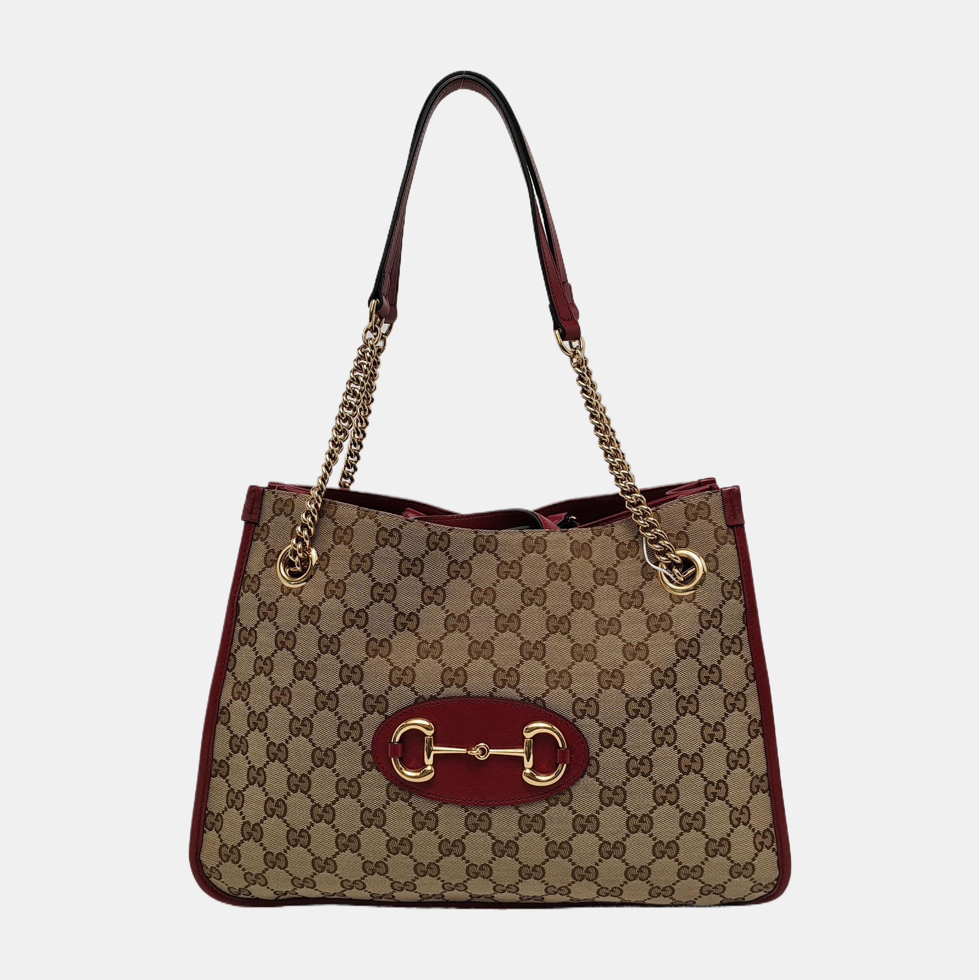 Authenticated pre-owned  Horsebit 1955 Medium Monogram Canvas Brown - Tote Bag at Looply