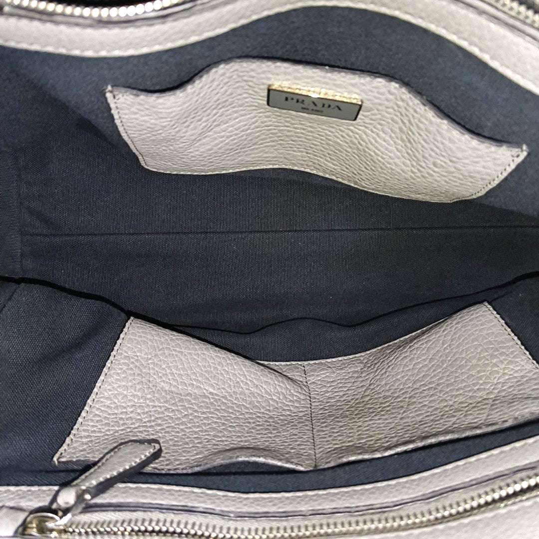 Leather Tote Bag Gray