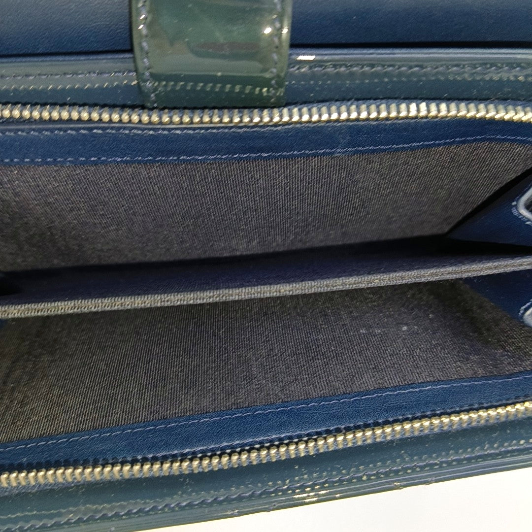 Quilted Patent Calfskin Wallet Blue