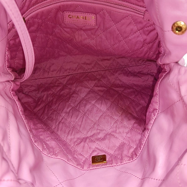 Authenticated pre-owned  CHANEL 22 Small Quilted Calfskin Pink - Tote Bag at Looply