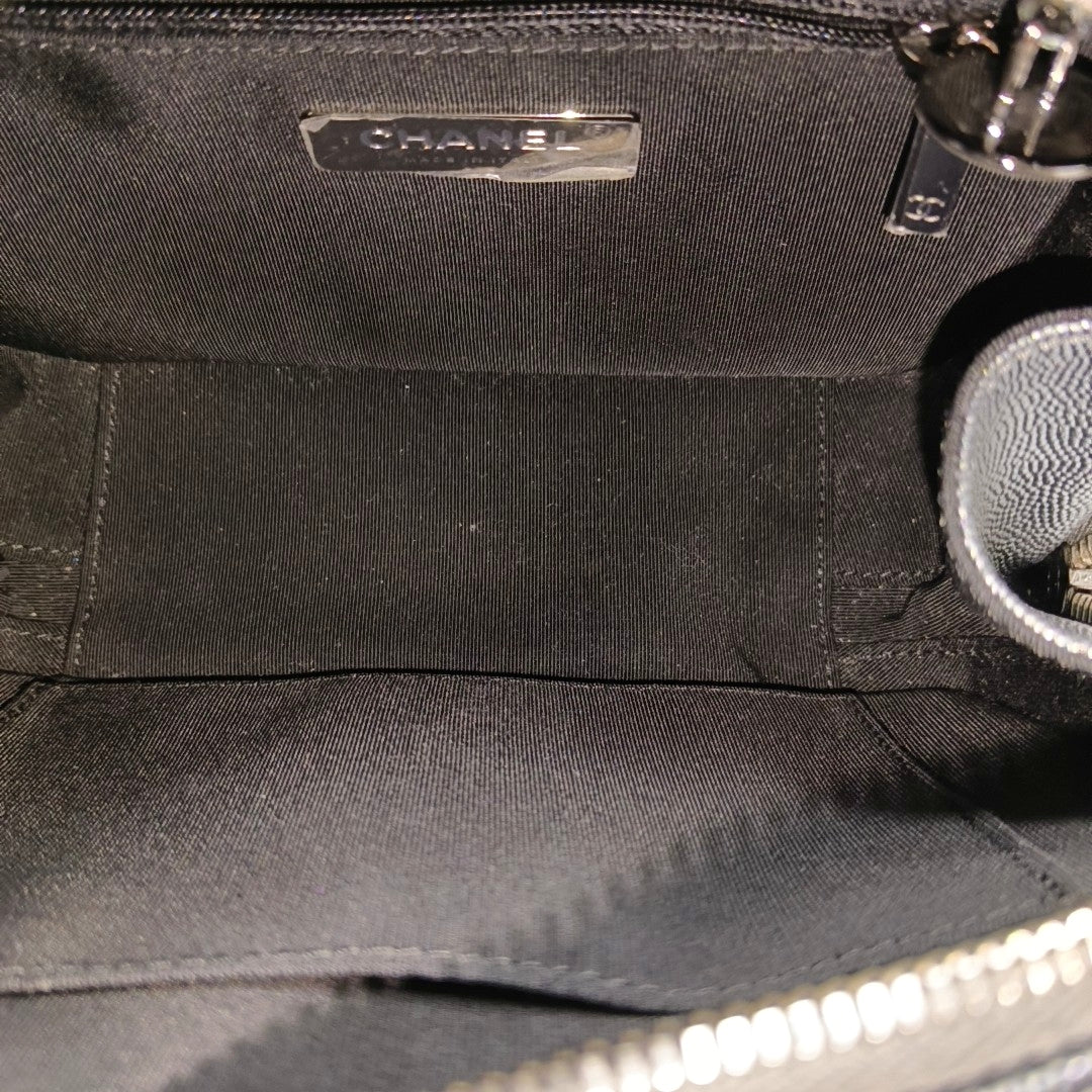 Quilted Grained Calfskin Shoulder Bag Gray