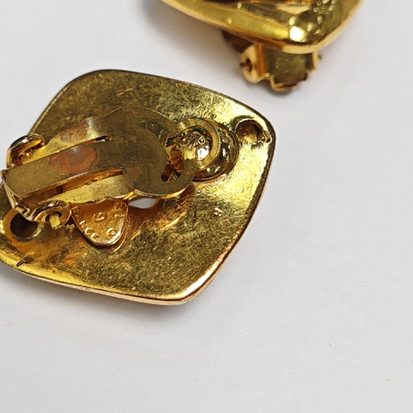 Pendientes de clip de oro de metal vintage