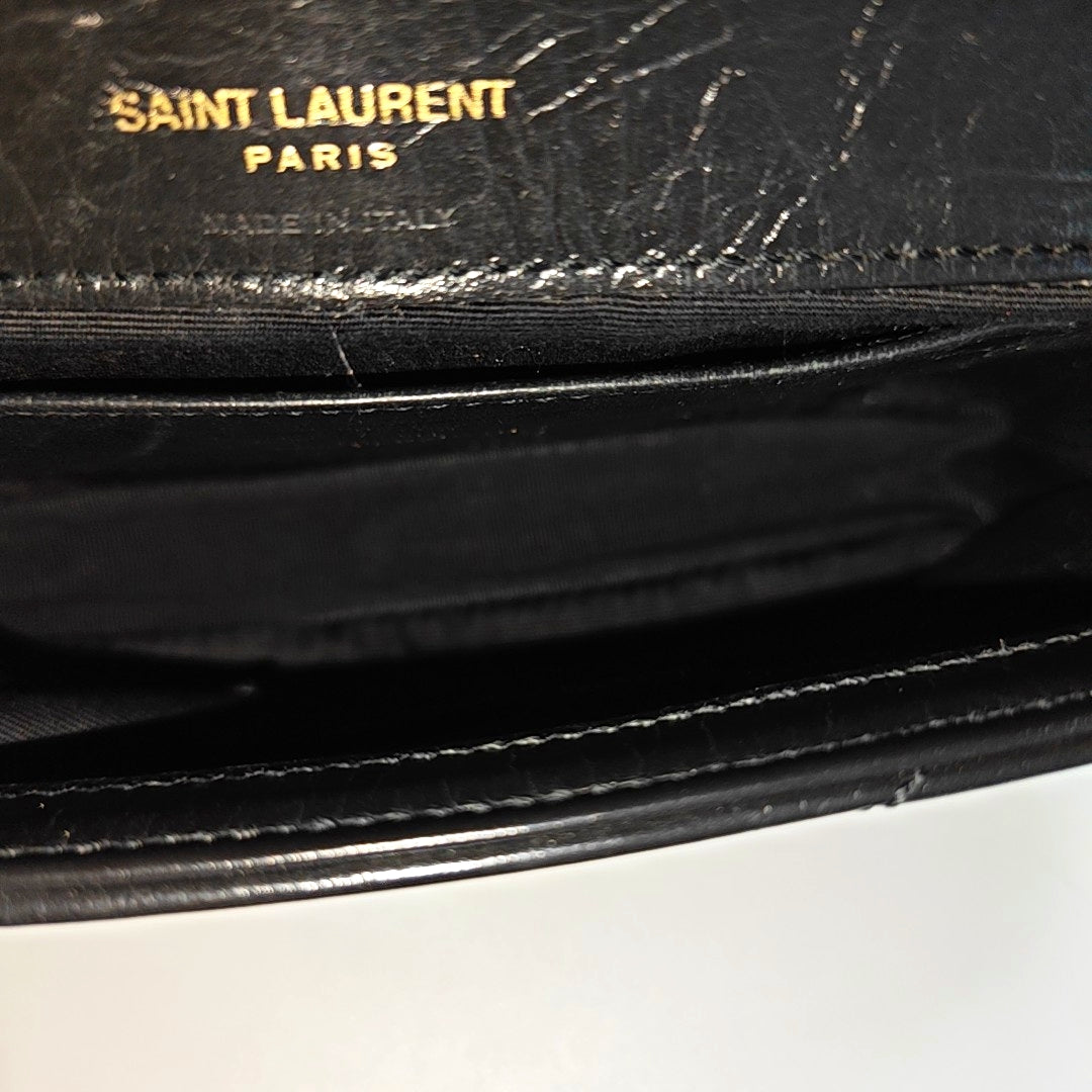 ENVELOPE Small Chevron Calfskin Black