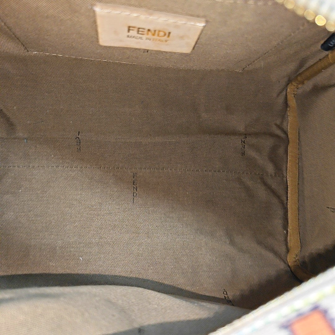 Coated Canvas Top Handle Bag White