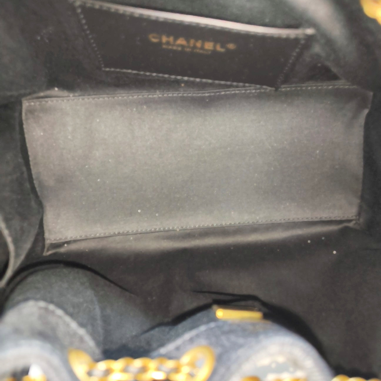 CHANEL 25 Small Quilted Denim Black