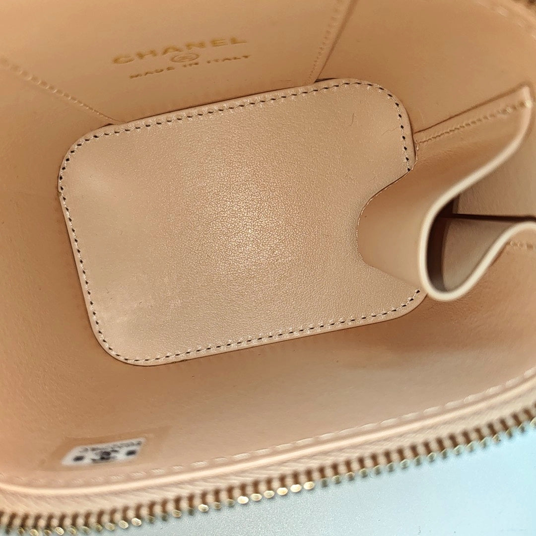 VANITY CASE Mini Grained Calfskin Beige