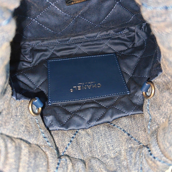 CHANEL 22 Mini Quilted Denim Blue