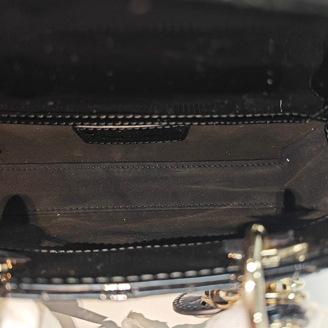 Lady Dior Super Mini Cannage Patent Leather Black