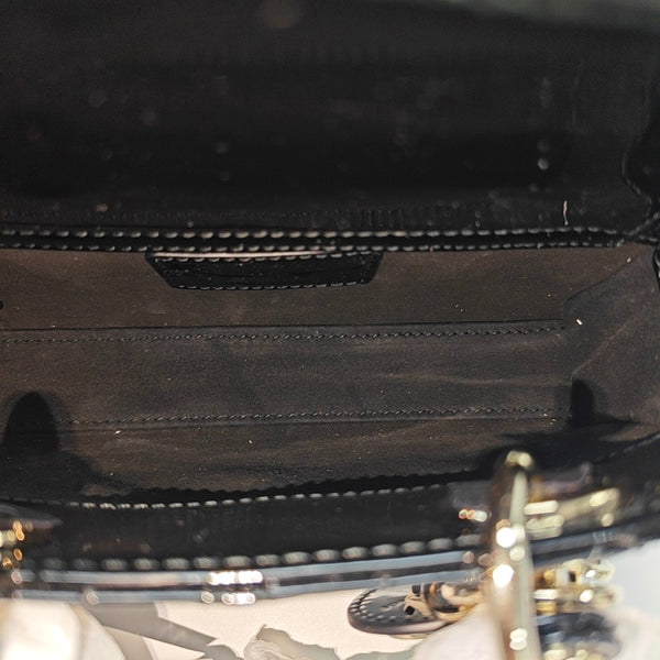 Lady Dior Super Mini Cannage Patent Leather Black