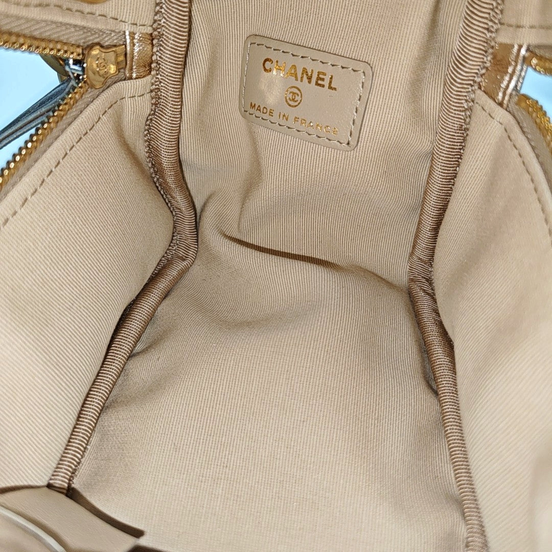 Quilted Lambskin Top Handle Bag Gold