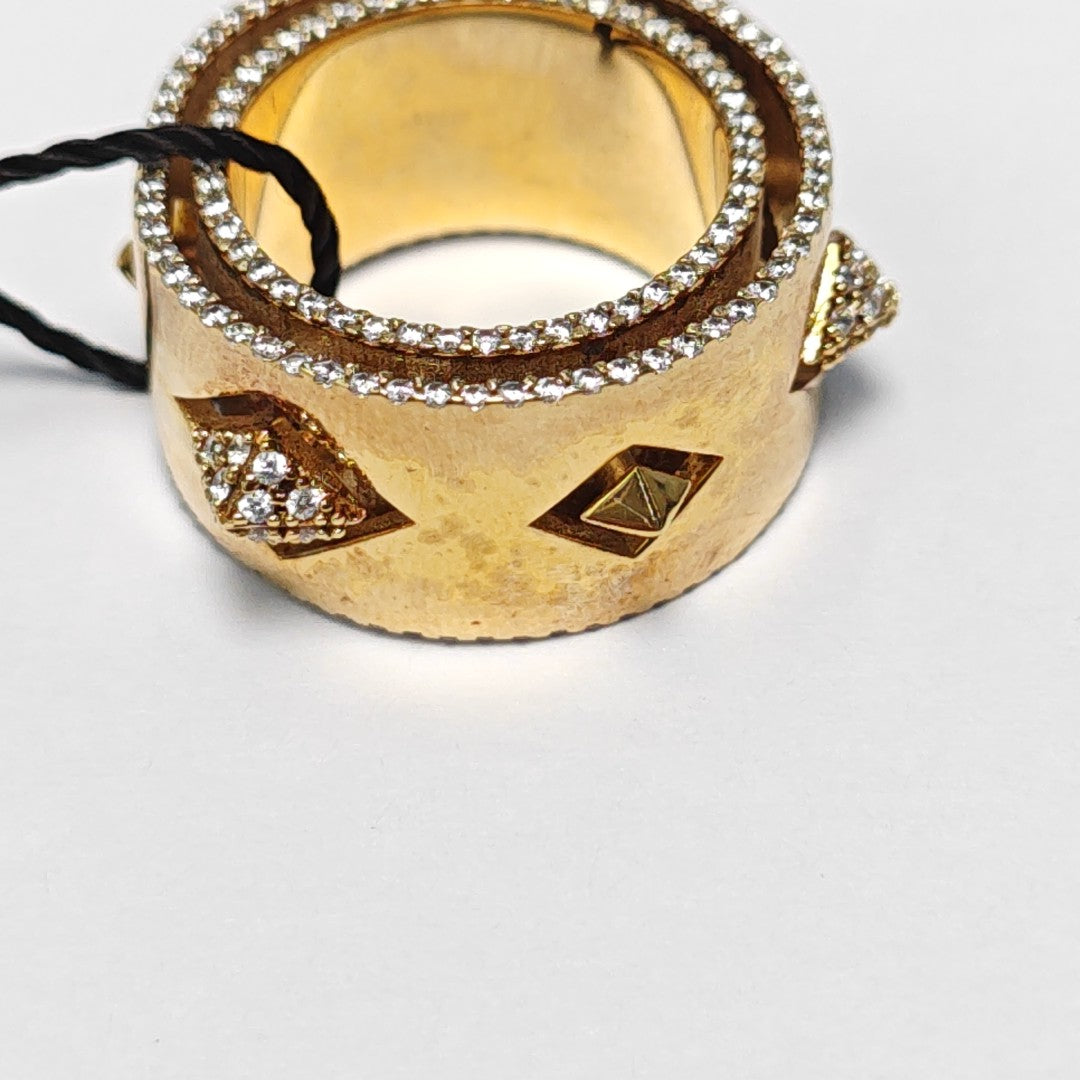 925 Sterling Silver Gold Ring EU 51