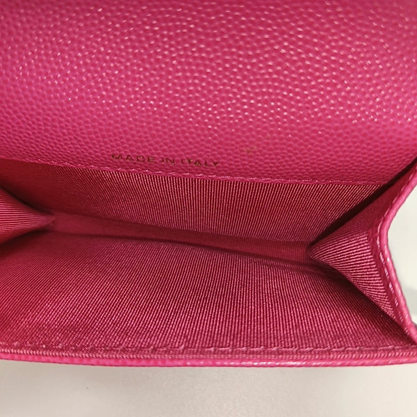 CLASSIC FLAP Quilted Grained Calfskin Pink Card Holder