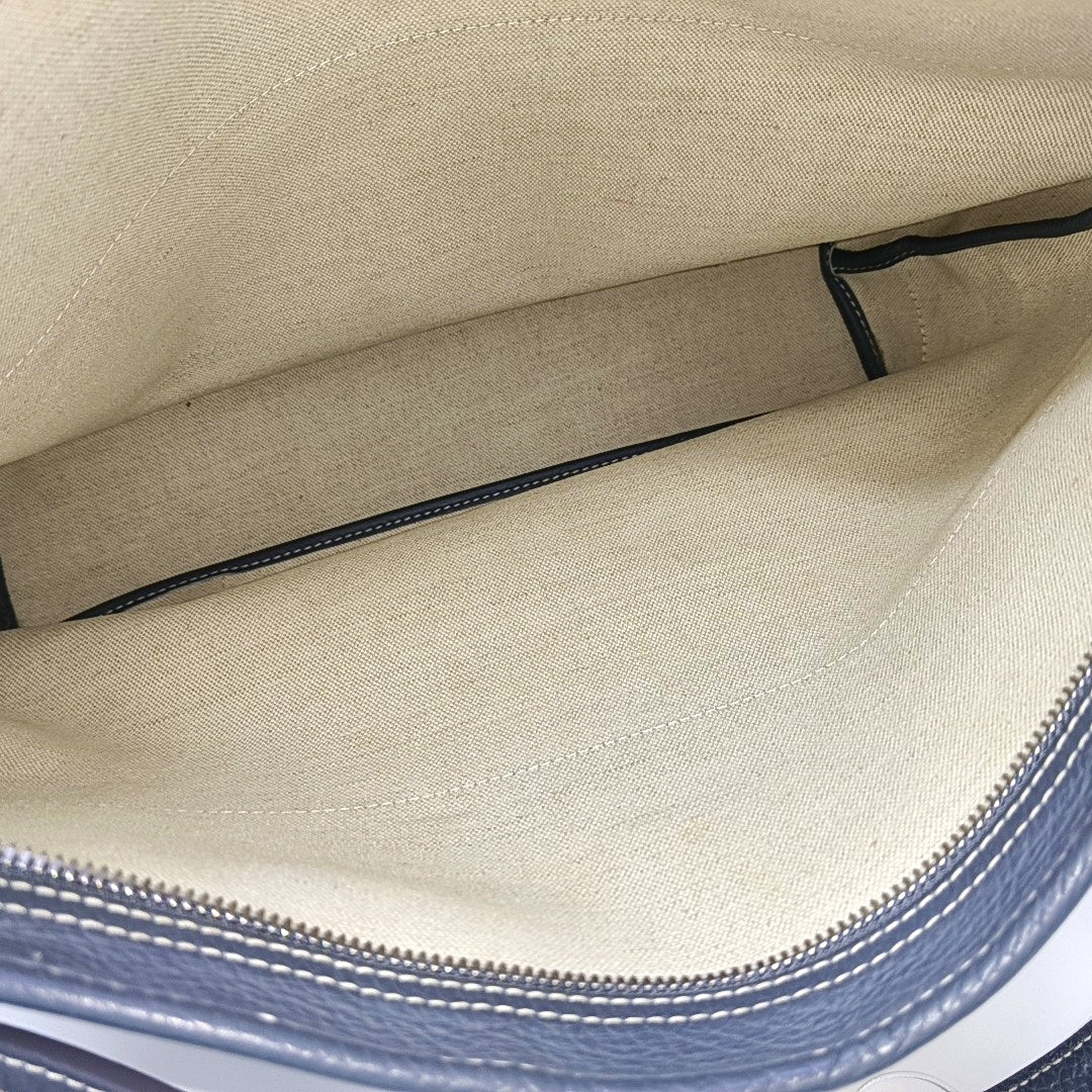 Coated Canvas Shoulder Bag Blue