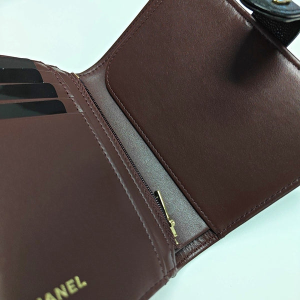 Quilted Grained Calfskin Wallet Black