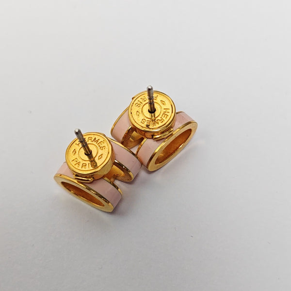 Pop H Metal Red Stud Earrings