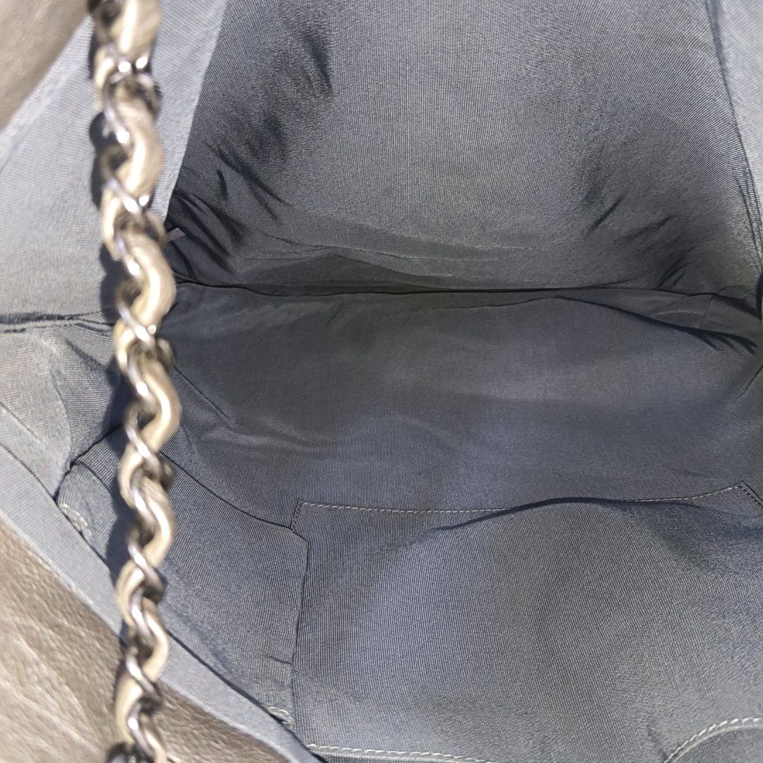 Quilted Calfskin Tote Bag Gray