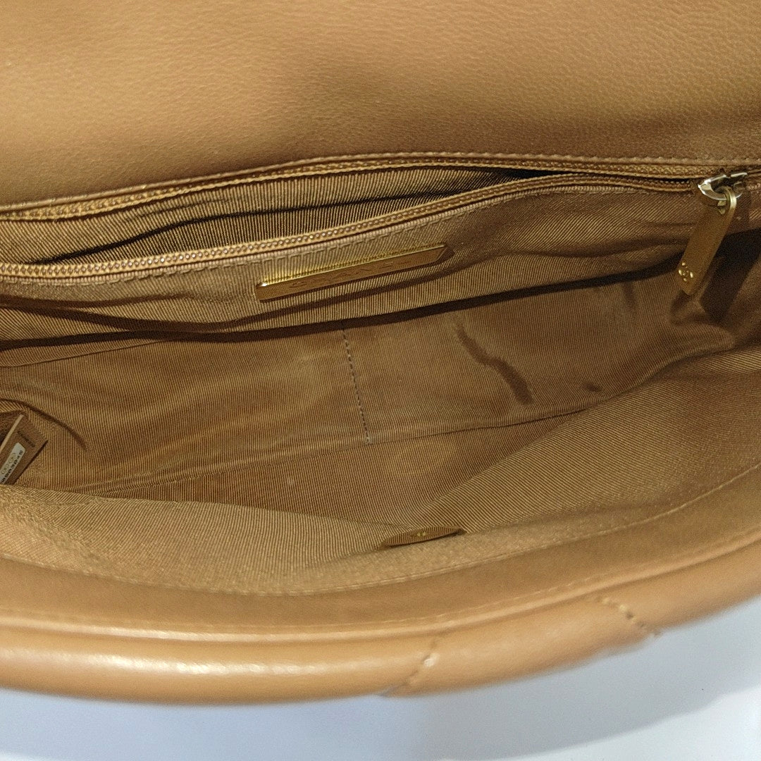 CHANEL 19 Small Quilted Lambskin Brown