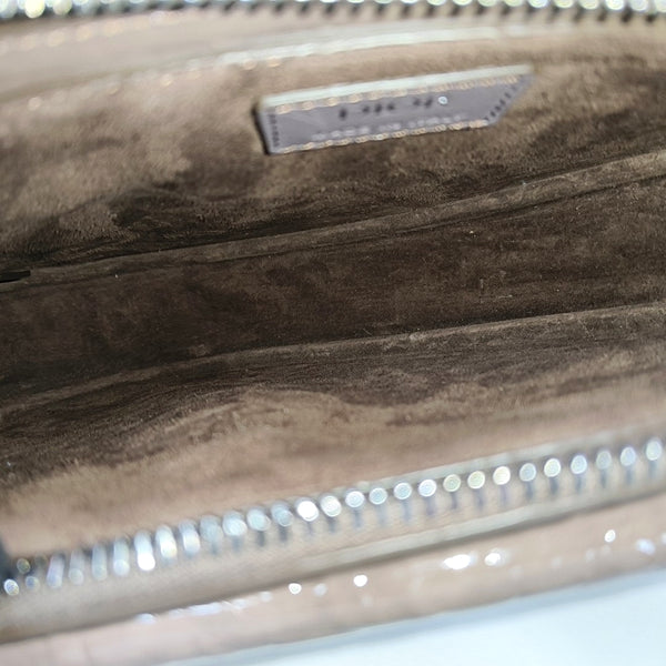 Authenticated pre-owned  Saddle Monogram Patent Leather Grey - Shoulder Bag at Looply